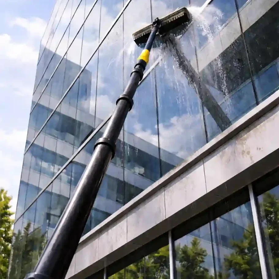 Glasreinigung durch den Gebäudeservice Bremen mittels Osmoseverfahren.