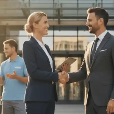 Reinigungsarbeiten an und in einem Container auf einem Schulhof durch den Gebäudeservice Bremen.